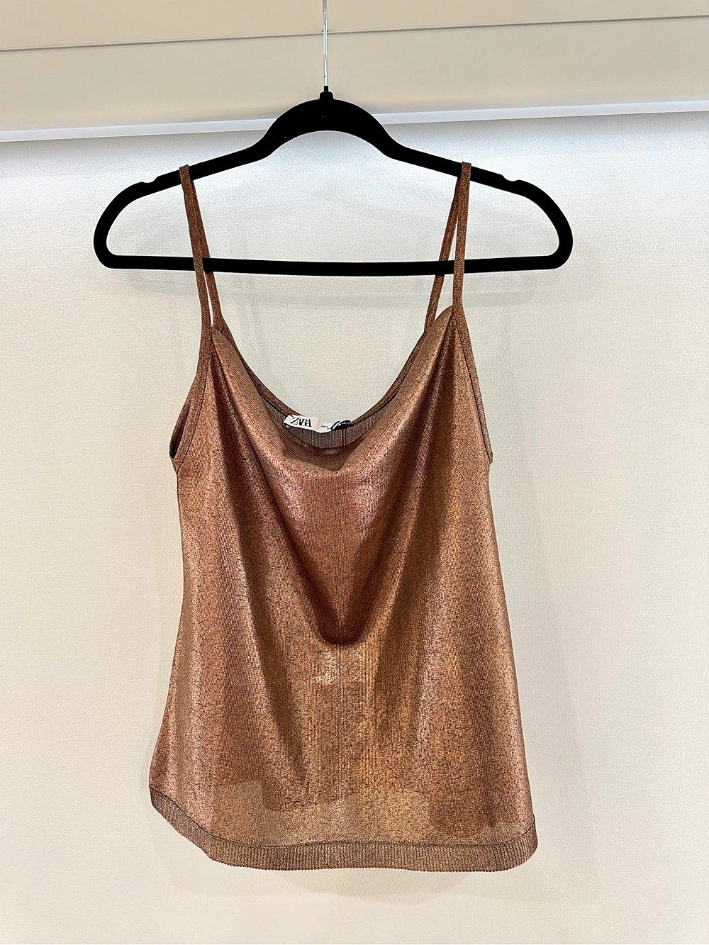 Zara Metallic Cami Tank in Brown Size Small